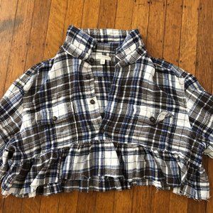 Plaid/Flannel Peplum Top, Juniors Size XL!